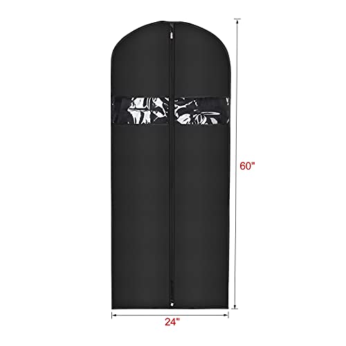 Image of Univivi Garment Bag 60 inch Lightweight Suit Bags for Closet Storage, 8 Pack Garment Bag for Dresses Long with Zipper and Eye-Hole Carry Handles for Folding for Tuxedos Coats Dresses, Black