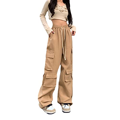 Weierpidan Cargo Pants Women High Waisted Streetwear Casual Pants