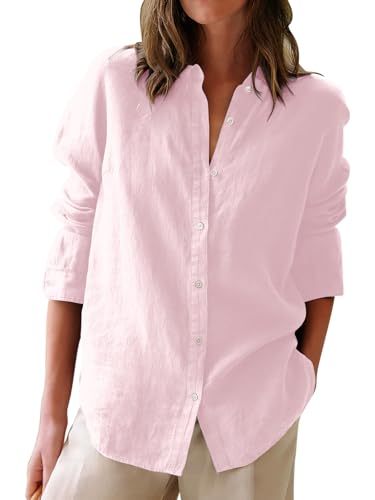 Button Down Shirts for Women Cotton Oxford Shirts Long Sleeve Dress Shirts Collared Blouses Work...