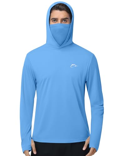 Image of FISHEAL Men's Performance Fishing Hoodie Shirt - UPF 50+ UV Sun Protection Long Sleeve Shirts with Mesh Face Mask