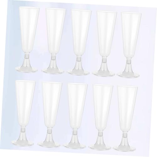 IWOWHERO 10個 使い捨てプラスチック高脚ワイングラス ユニークな飲み口でパーティーや結婚式に 飲みやすいゴブレットデザインでお手入れ不