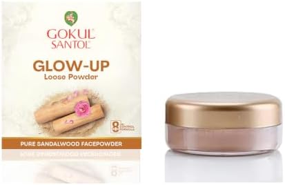 Gokul Santol Pure Sandalwood Glow-Up Loose Powder - Flawless Skin, Blemish-Free Coverage for All Skin Types | 10g | Mattifying, Refreshing, Soothing, Brightening Formula