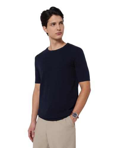 Image of Amazon Brand - Symbol Men's 100% Cotton Textured T-Shirts | Flat Knit |Round Neck | Half Sleeve | Available in Plus Sizes