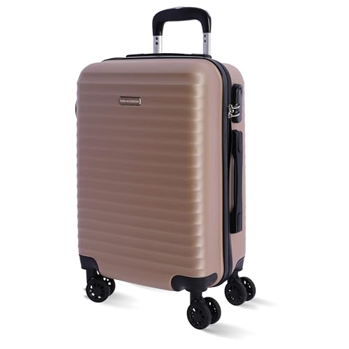 DON ALGODON - Maletas de Viaje Cabina - Maleta 55x40x20 - Maletas de Viaje - Maleta de Cabina Resistente Ryannair - Trolley Equipaje para Avion con 4 Ruedas de 360º y candado (Oro)