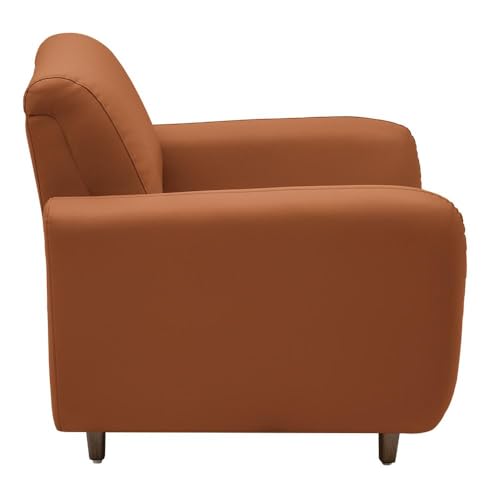 Image of Wakefit Sofa Set | 5 Year Warranty | Sofa 1 Seater, 1 Seater Sofa for Living Room, Wooden Sofa Set, Single Seater - Solomon(Robin : Tan)