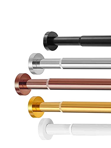 Barra de cortina de ducha extensible ajustable, barra telescópica moderna para baño, sin taladrar, diseño largo de metal, 130-220 cm, fácil instalación, elegante acabado plateado