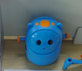 Mały robot do malowania dinozaurami, niebieski, robot malarski dla dzieci, robot rysunkowy dla dzieci, niebieski