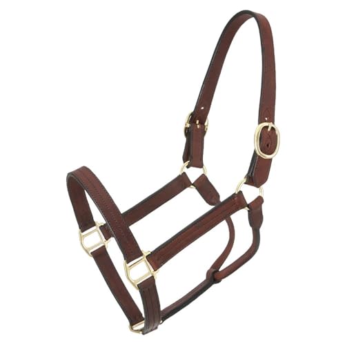 Tough 1 Royal King Leather Track Halter, Brown, Horse