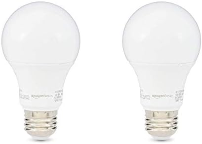 Amazon Basics 60W Equivalent, Soft White, Non-Dimmable, 10,000 Hour Lifetime, A19 LED Light Bulb , 2-Pack