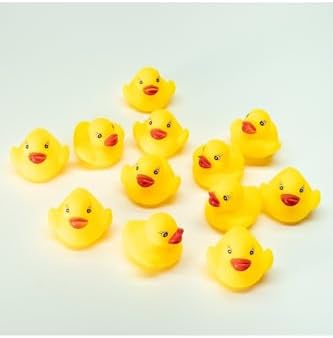 Esmay 12'Li Sarı Vinil Banyo Ördekleri, Eğlenceli Ve Renkli Bebek Banyo Oyuncağı Seti - Görsel 4