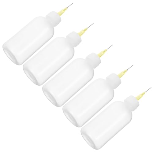 CALLARON Juego de 5 Botellas Aplicadoras para Esmalte de Cerámica Punta de Aguja Fina, 50 Cc Cada, Ideales para Trabajos Detallados en Manualidades