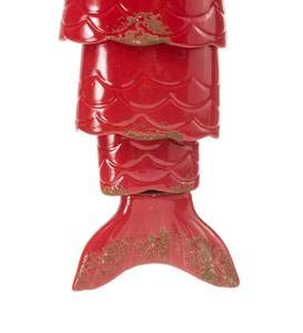 Colored Porcelain Koi Fish Wind Chime, In Red #TOP4