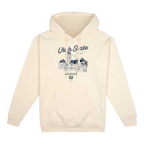 USCAPE Utah State Aggies Standard Hoodie - Fleece Unisex Officially Licensed NCAA Men’s and Women’s Hoodie, Bone - Small