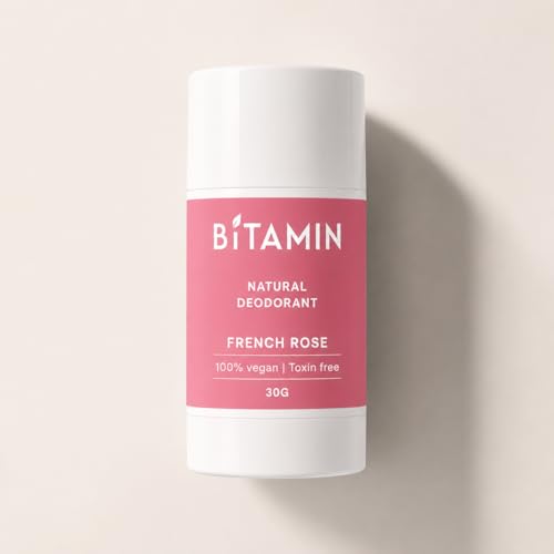 Bitamin Natural Underarm Deodorant Roll On for Men & Women | 5% Vitamin C & E | Anti Pigmentation Odour Control | Natural Deodorant | No Aluminium, Alcohol, Parabens | French Rose -30g | Pack of 1