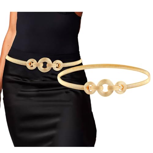 Gold Thin Waist Belt for Women Elastic Metal Belt Skinny Chain Belt for Dress