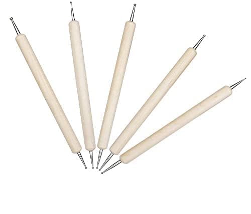 5Pcs Wooden Embossing Stylus Dotting Tool Kit for Mandala Art, Clay Pottery & Nail Art – Metal Ball Modelling Pens for Ceramic Sculpting, DIY Craft Embossing, Painting, Rock Art & Dot Painting Tools-image-27