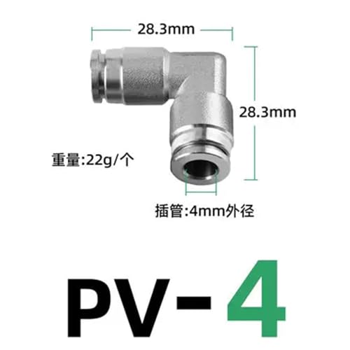 Unión neumática rápida de acero inoxidable PV para alta presión de 4mm 3