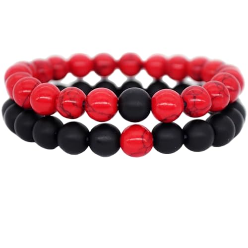 Bracelets pour couples amour à distance en perles howlite et onyx