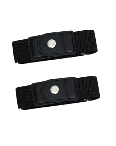 2 Pcs black Side Belts, Adjustable Comfortable Stretch with PU Material Solid Elastic No Buckle Women for Most of Pants Jeans