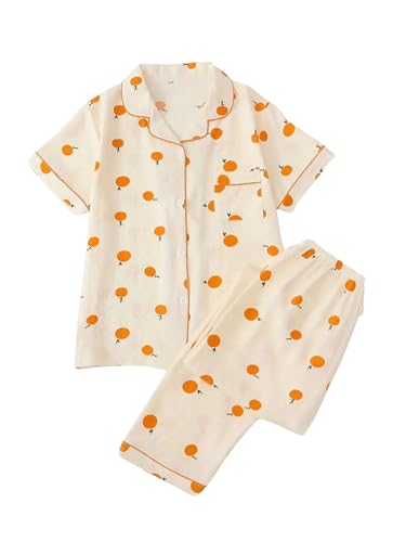 Image of Verdusa Women's 2 Piece Pajama Sets Cute Printed Fall Pajamas Sleepwear Button Up Shirt with Pants Lounge Pjs