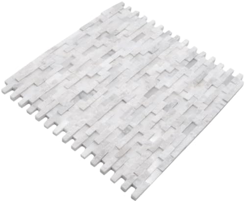 Mosaik Fliese Marmor Naturstein Brick Splitface weiß 3D klein für WAND BAD WC DUSCHE KÜCHE FLIESENSPIEGEL THEKENVERKLEIDUNG BADEWANNENVERKLEIDUNG Mosaikmatte Mosaikplatte