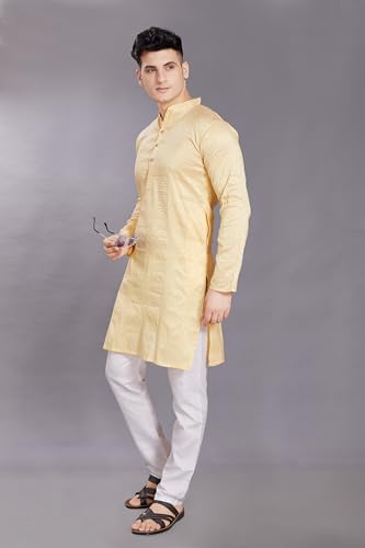 Image of DIVISIVE Men's Jequard Embroidered Art Silk Slim Fit Only Kurta