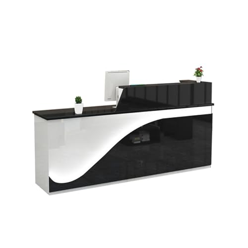 小売店のチェックアウト用の鍵付き引き出しを備えたモダンな受付デスク。衣料品店や美容院に最適。6フィート ホワイト