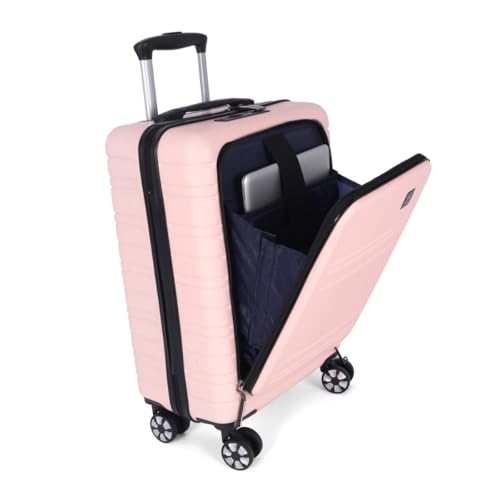Mala Bordo 10kg Policarbonato, Porta Compartimento Notebook, Executiva, Aprovada ANAC, Cadeado TSA Internacional de Viagem Polo King (Cannes Rose)