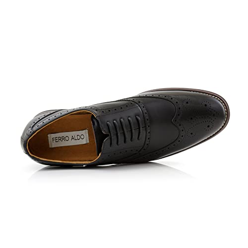 Image of Ferro Aldo Men's Wingtip Oxford Dress Shoes | Classic Brogue & Two-Tone Spectator Styles | Formal Wedding Business Party Shoe