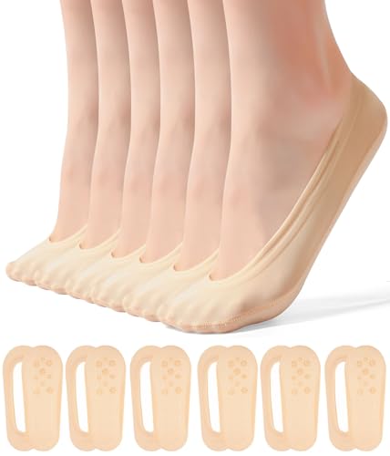 Image of No Show Socks Womens for Flat Ultra Low Cut Non Slip Footies 6 Pairs