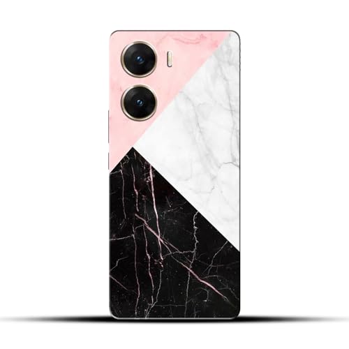 Image of COLORflow Polycarbonate Back Cover Compatible with Vivo V29E 5G | Beautiful Black White Pink Marble | Designer Printed Hard CASE Bumper Back Cover Compatible with Vivo V29E 5G