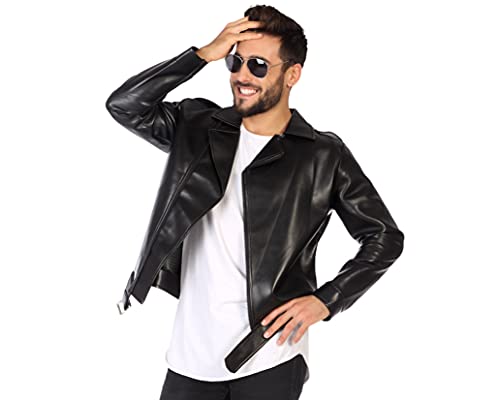 Veste noire rock Atosa déguisement pour homme veste de motard style rockeur
