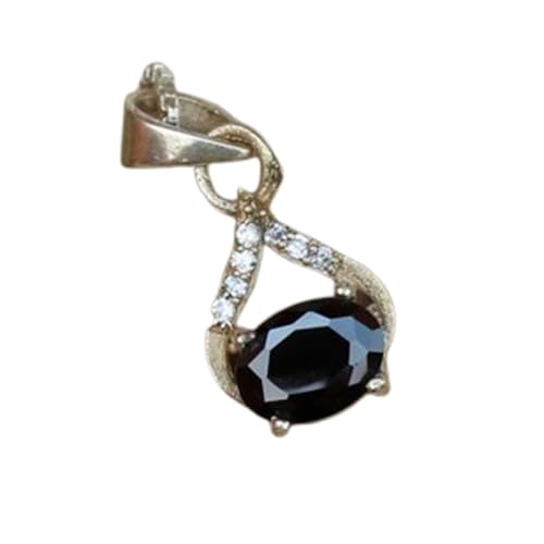 Collier onyx noir pendentif ovale en argent cadeau d'anniversaire