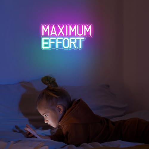 Image of inchMAXIMUM EFFORT inch Neon Signs, Large Neon Signs, LED Neon Signs for Wall Decorations, Neon Wall Lights with USB Power Supply, Neon Wall Lights for Bedroom Living Room Bar Wall Art Neon Christmas