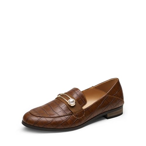 DREAM PAIRS Loafers for Women Slip On Comfortable Round Toe Casual Fashion Flats Dressy Shoes 5.5 Black-pu