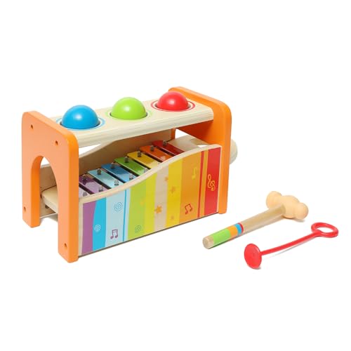 Hape E0305 - Xylophon und Hammerspiel, Klopfbank, aus Holz, ab 12 Monate