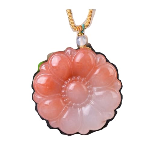 Natural Pink Jade Necklace for Women Hand-Carved Lucky Charm Gift,Natural Peach Blossom Golden Silk Jade Pendant,Pink2