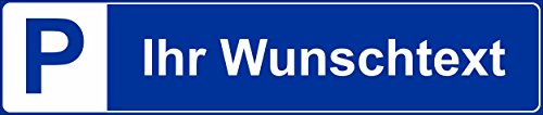 Parkplatzschild 52x11 cm personalisiert mit Wunschtext oder Kennzeichen – stabile 3 mm Aluverbundplatte wetterfest