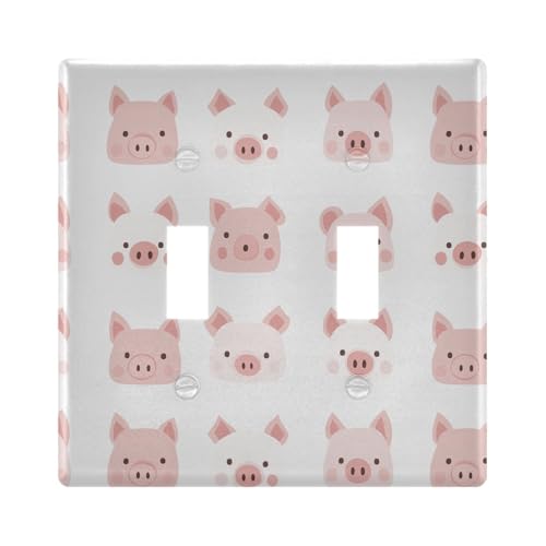UMIRIKO Cute Pink Pig Faces Light Switch Cover Plate Covers Decorative Double Toggle Home Decor 202b8045
