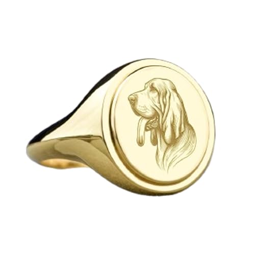 Bague chien de chasse en argent 925 : chevalière ovale pour homme passionné de nature