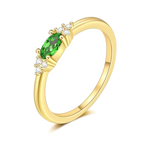 funeia gold birthstone rings for women non tarnish trendy stackable gold rings that don39t tarnish dainty emerald green gemstone cubic zirconia wedding engagement ring for her birthday gifts jewelry