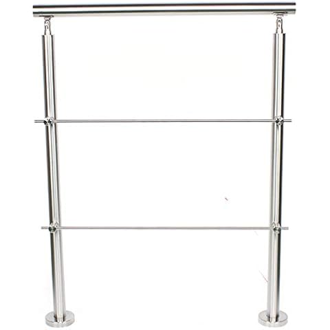 Stainless Steel Handrail with 2 Cross Step Railing Stair Railing Banister, Indoor Outdoor Handrail Railing Balustrade Balcony for Indoor or Outdoor Use 80cm Cover