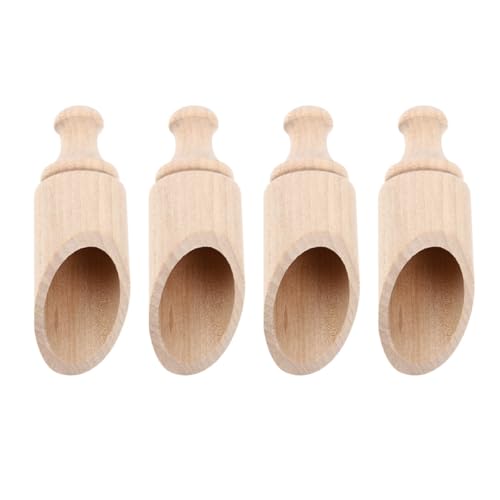 ibasenice Lot de 4 Cuillères à Assaisonner en Bois sans Bavures, Confortables à Tenir, pour Sel, Thé et Épices Cuisine