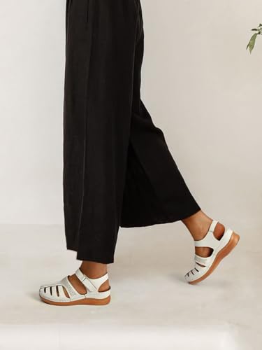 Image of SHIBEVER Wedge Sandals for Women Comfortable Closed Toe Dressy Summer Shoes | Comforta for 40% Enhanced Arch Support Fisherman - No Ankle Rubs for All-day Commutes Lightweight Casual Outdoor Shoes