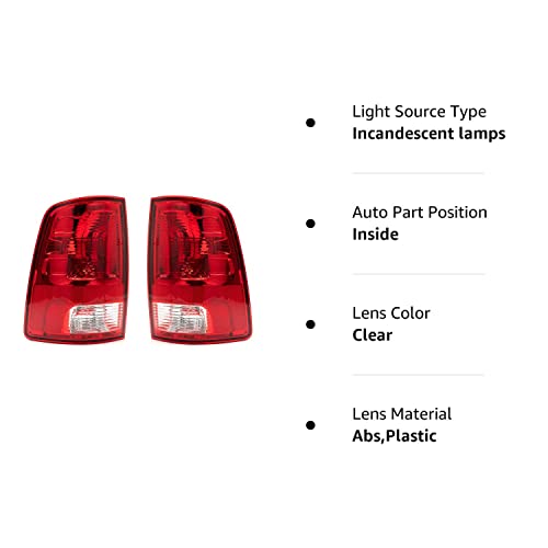 Mikafex Passenger Driver Side Tail Light Compatible With 2009-2018 Dodge Ram 1500 2500 3500 Rear Taillight Tail Lamp Brake Lamp With Bulb Inside #TOP7