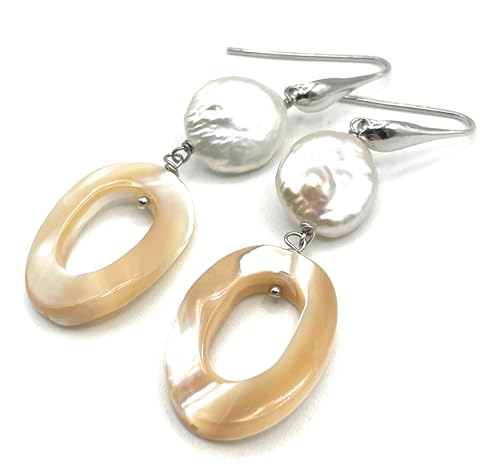 Boucles d'oreilles perles naturelles anti-allergie en argent 925 nacre véritable
