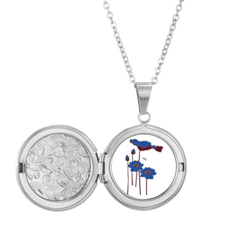Collier médaillon lotus libellule bleu, cadeau idéal pour femme