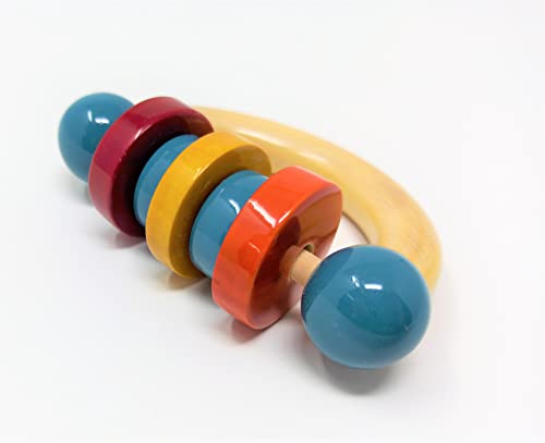 Image of A&A Kreative Wooden Rattle Handcrafted for Toddler Kids Children (Little Hands Rattle)