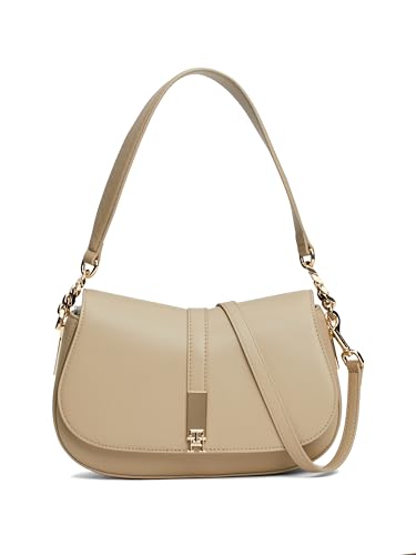 Tommy Hilfiger Leather Saddle Shoulder Bag with Removable Crossbody Strap