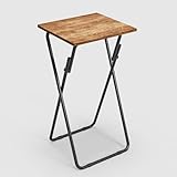 VECELO スタンディングデスク 折りたたみ テーブルミニ 卓上 立ち机 机 高い standing desk 幅50×奥行45cm 作業デスク スタンドテーブル 小桌子 高さ90cm ブラウン image